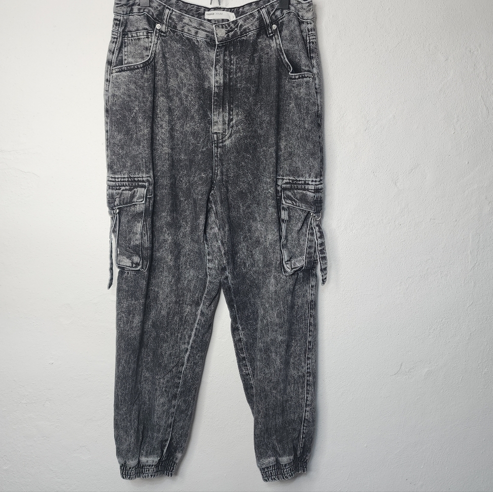 Garage Denim Acid Wash Cargo Jogger‎ Jeans 100% Cotton 15